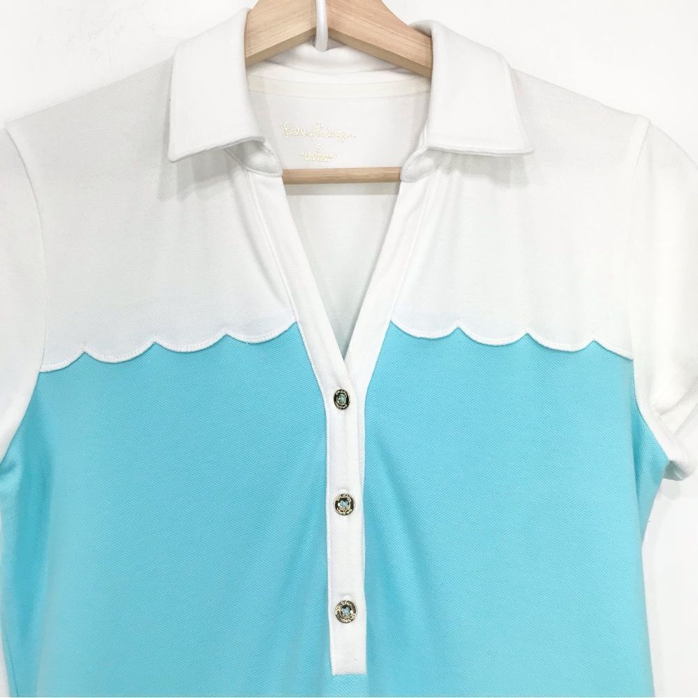 Lilly Pulitzer White and Light Blue Polo Mini Dress - Picture 9 of 16